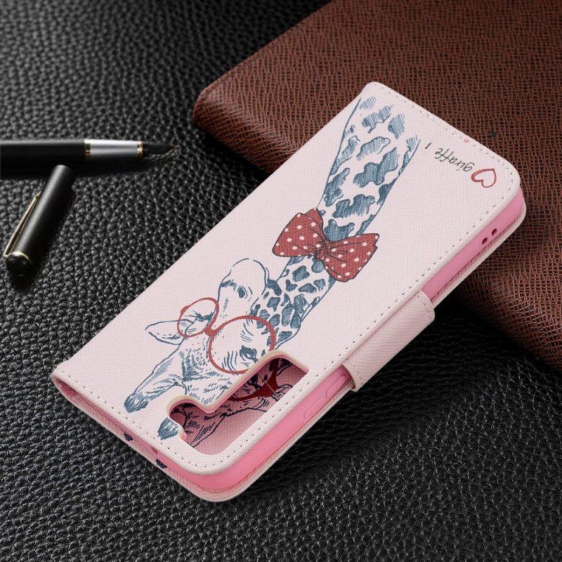 Custodia in pelle Samsung Galaxy S22 5G Giraffa Intelligente