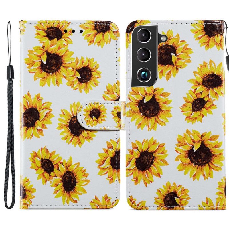 Custodia in pelle Samsung Galaxy S22 5G Girasoli