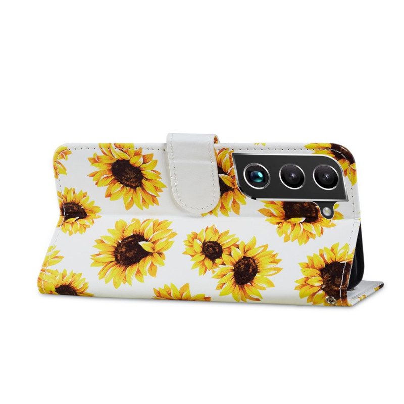 Custodia in pelle Samsung Galaxy S22 5G Girasoli