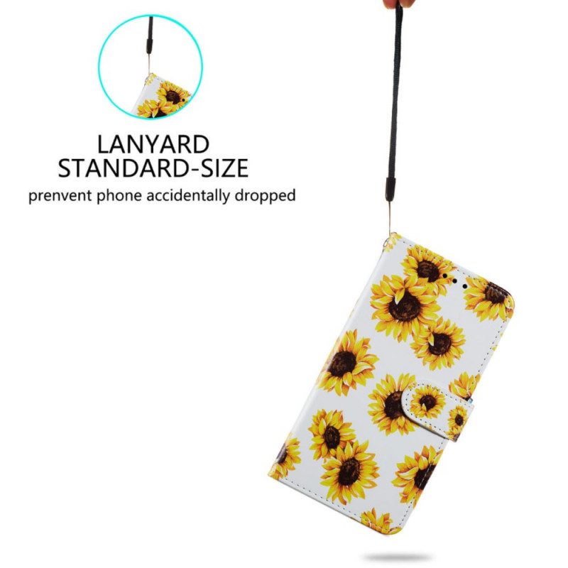 Custodia in pelle Samsung Galaxy S22 5G Girasoli