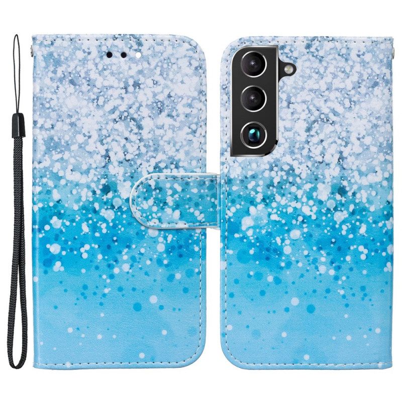 Custodia in pelle Samsung Galaxy S22 5G Gradiente Di Glitter Blu