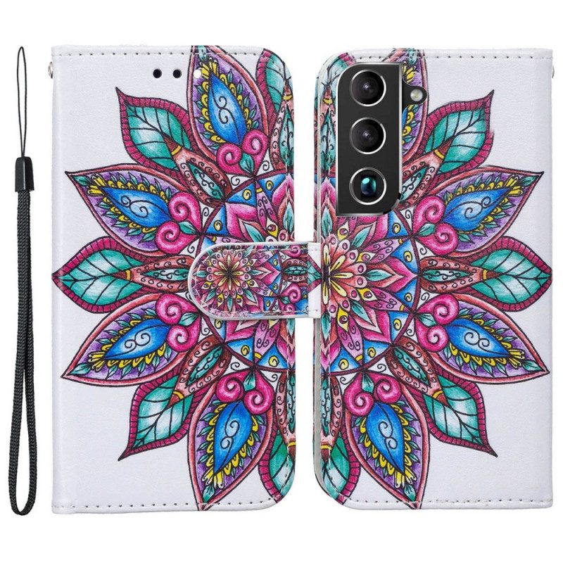 Custodia in pelle Samsung Galaxy S22 5G Mandala Disegnato