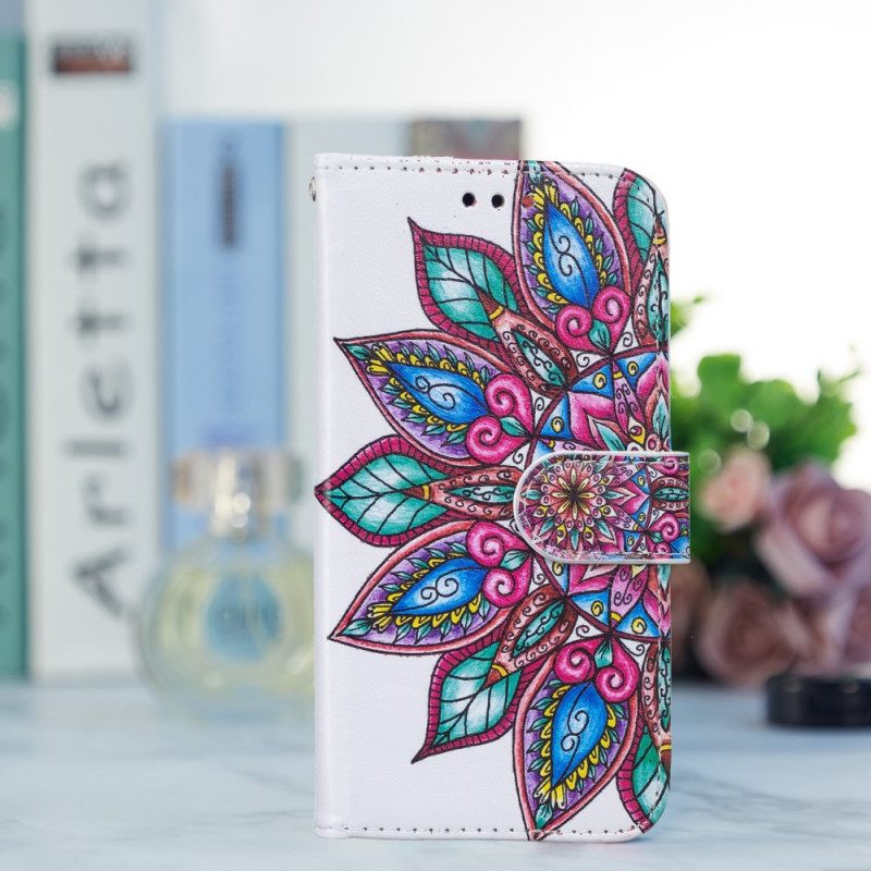 Custodia in pelle Samsung Galaxy S22 5G Mandala Disegnato