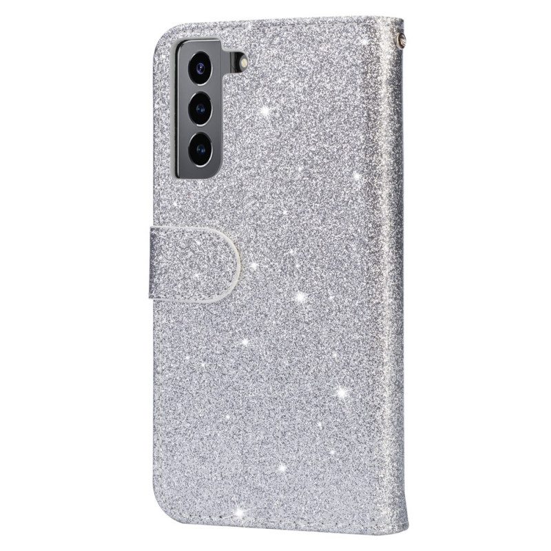 Custodia in pelle Samsung Galaxy S22 5G Portamonete Glitterato