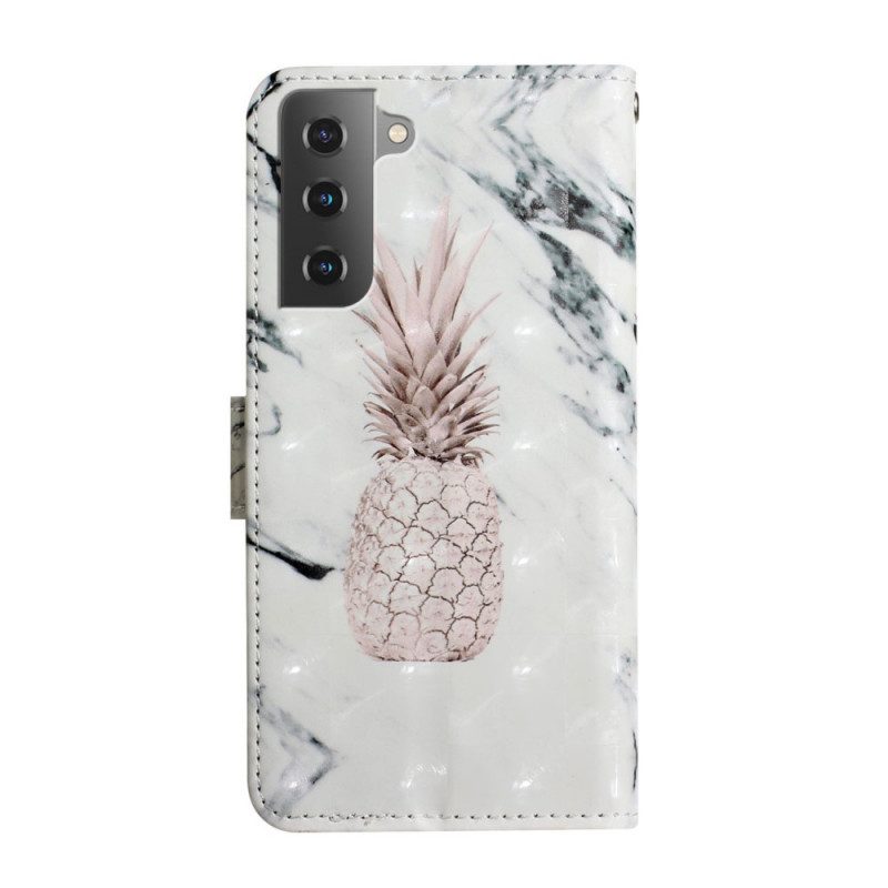 Custodia in pelle Samsung Galaxy S22 5G Punto Luce Ananas