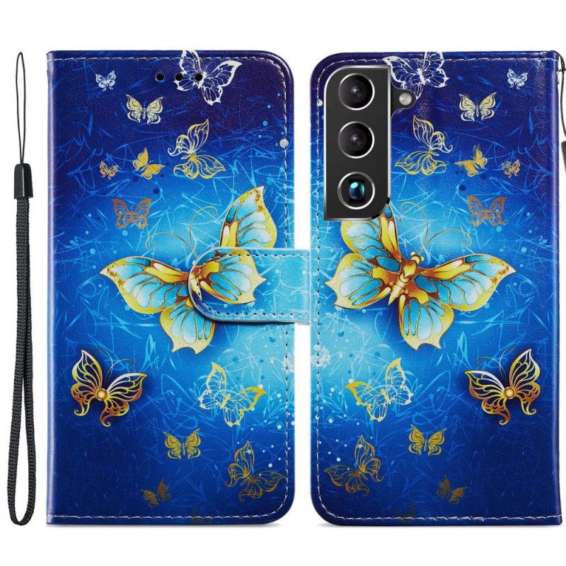 Custodia in pelle Samsung Galaxy S22 5G Volo Di Farfalle