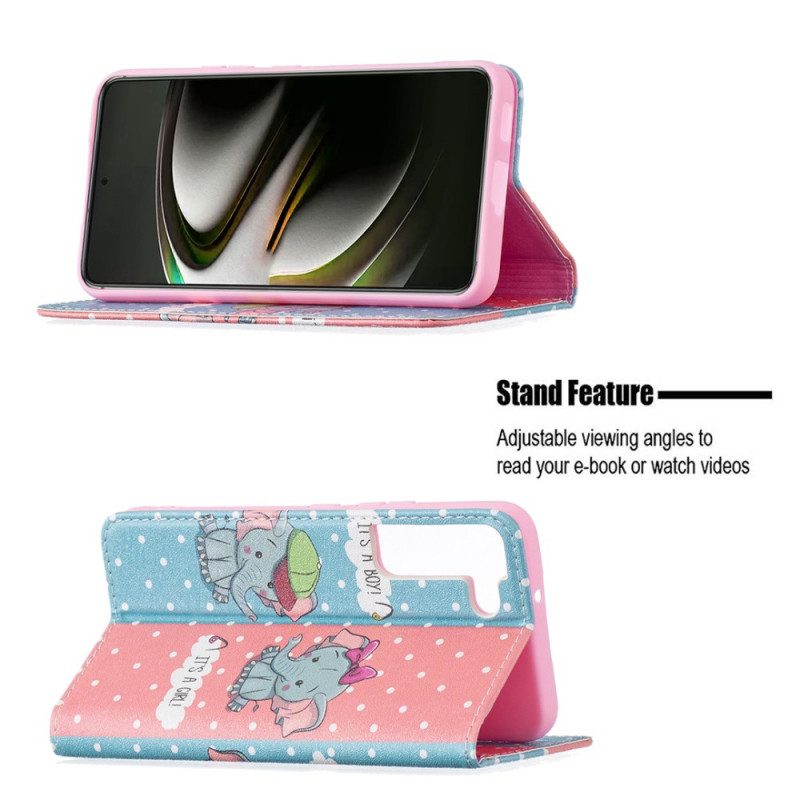 Folio Cover Samsung Galaxy S22 5G Custodia in pelle Elefantini