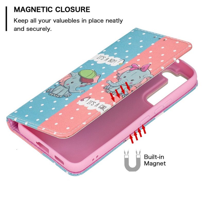 Folio Cover Samsung Galaxy S22 5G Custodia in pelle Elefantini