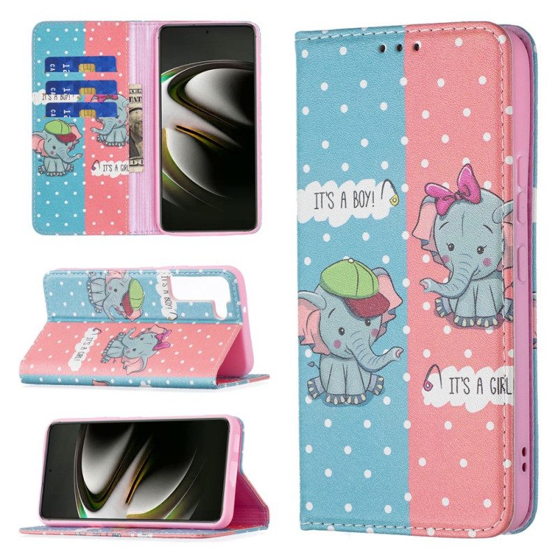 Folio Cover Samsung Galaxy S22 5G Custodia in pelle Elefantini