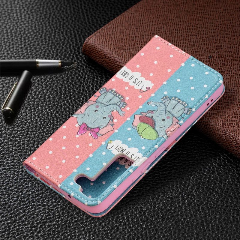 Folio Cover Samsung Galaxy S22 5G Custodia in pelle Elefantini