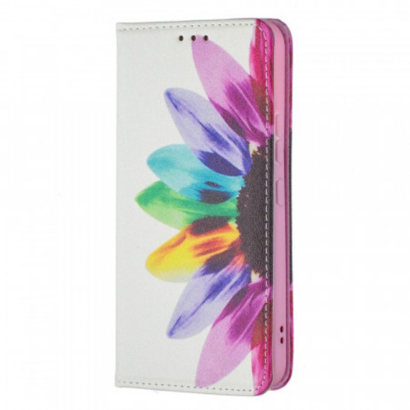 Folio Cover Samsung Galaxy S22 5G Custodia in pelle Fiore Dell'acquerello