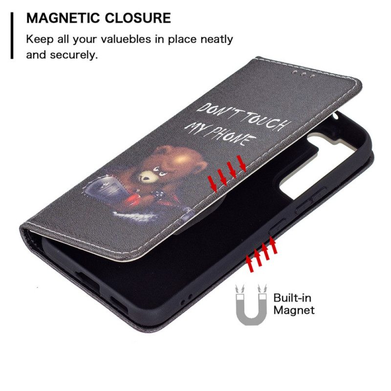 Folio Cover Samsung Galaxy S22 5G Custodia in pelle Orso Pericoloso