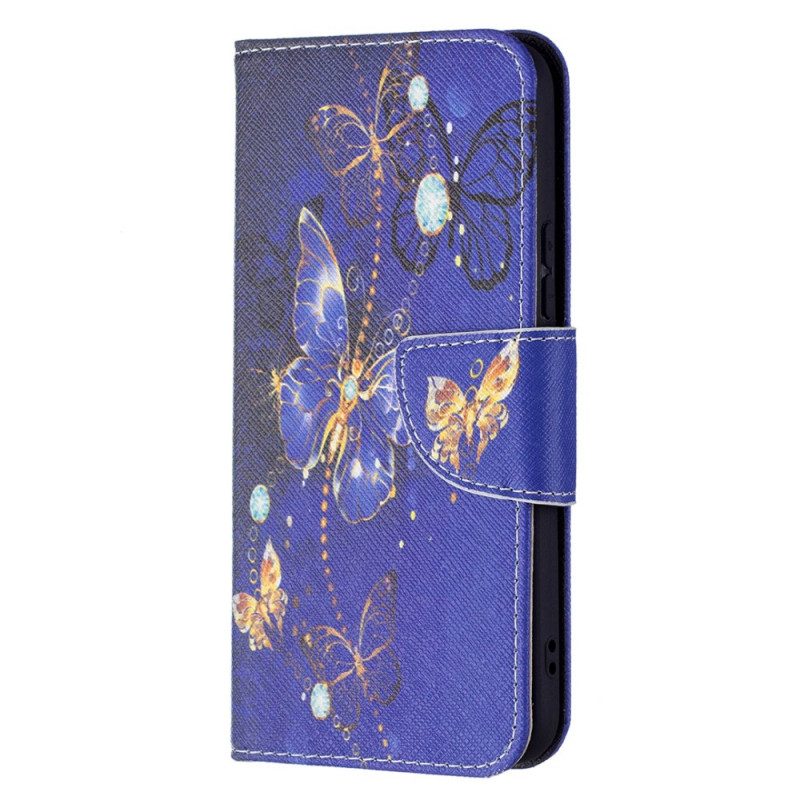 Folio Cover Samsung Galaxy S22 5G Farfalle Dorate