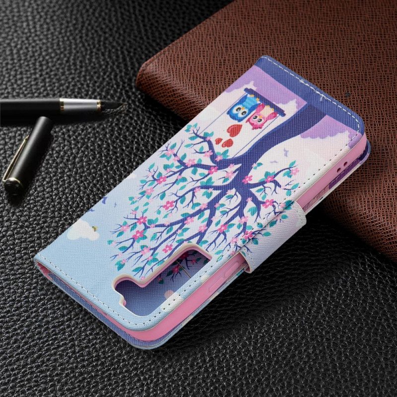 Folio Cover Samsung Galaxy S22 5G Gufi Sull'altalena