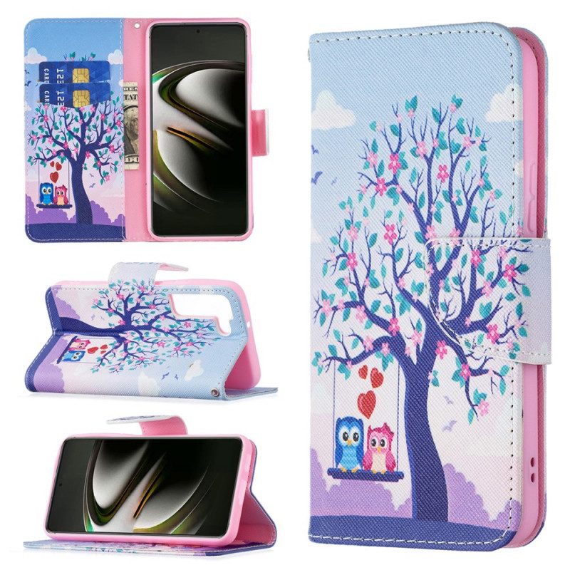 Folio Cover Samsung Galaxy S22 5G Gufi Sull'altalena