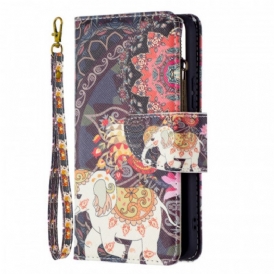 Folio Cover Samsung Galaxy S22 5G Tasca Con Zip A Forma Di Elefante