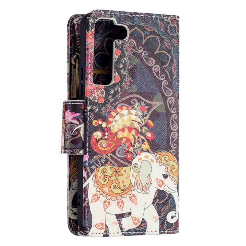 Folio Cover Samsung Galaxy S22 5G Tasca Con Zip A Forma Di Elefante