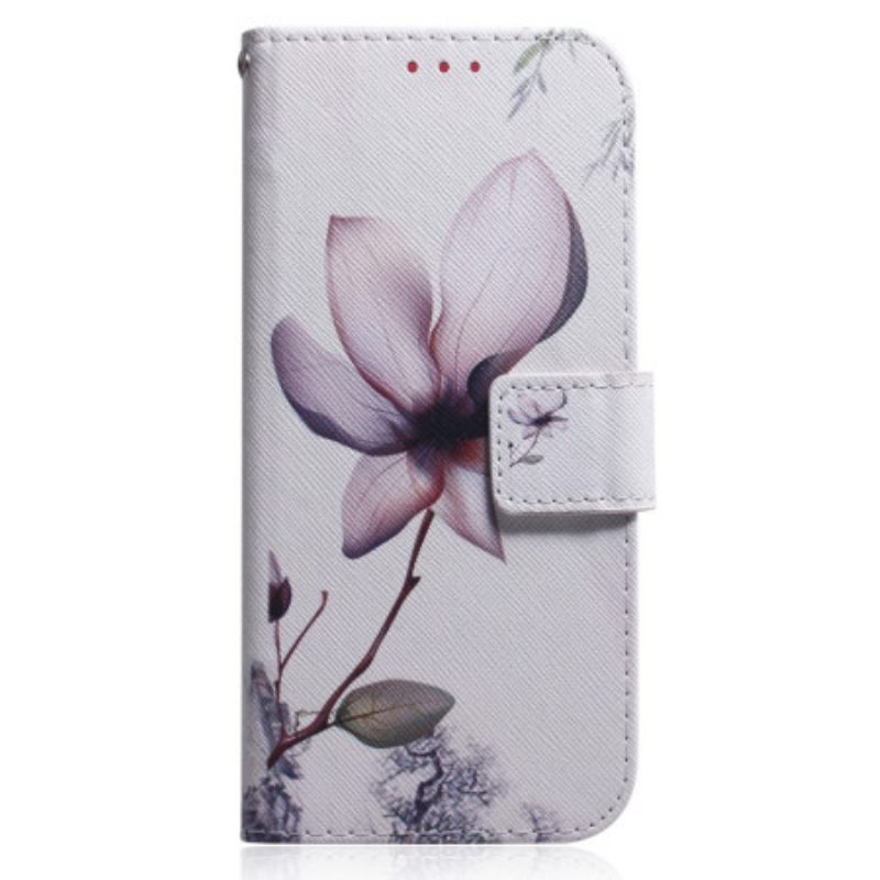 Custodia in pelle Oppo Reno 8 Lite Fiore Rosa