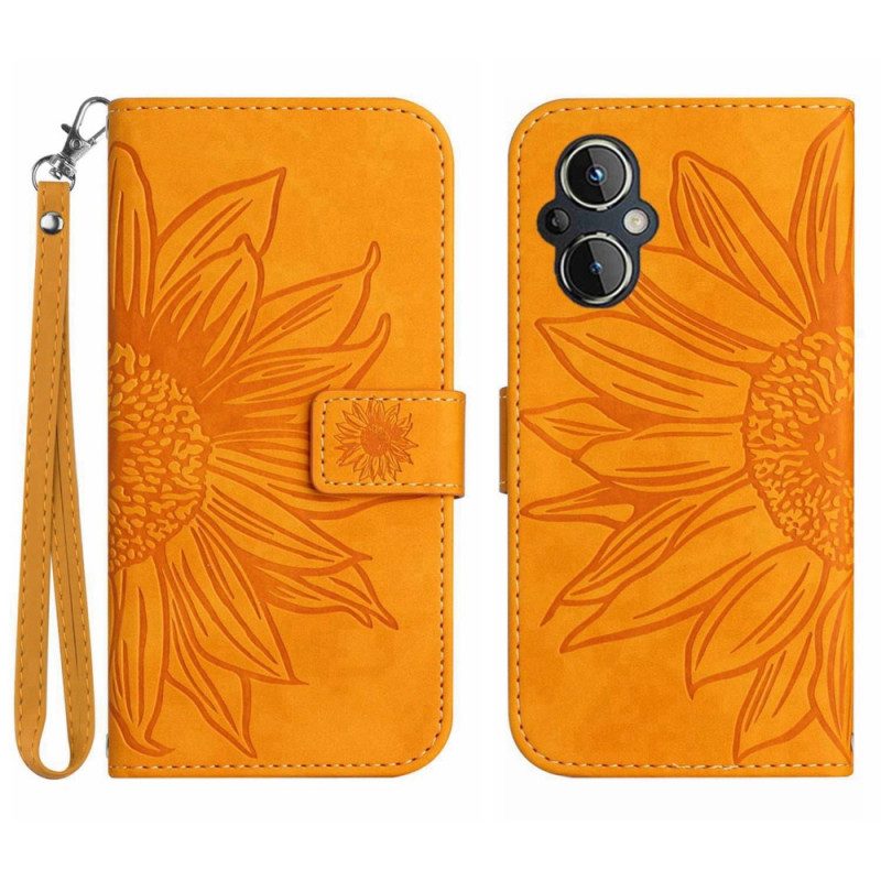 Custodia in pelle Oppo Reno 8 Lite Girasole Strappy