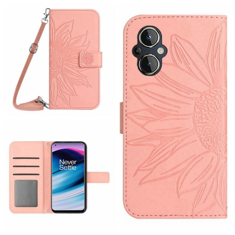 Custodia in pelle Oppo Reno 8 Lite Tracolla Girasole