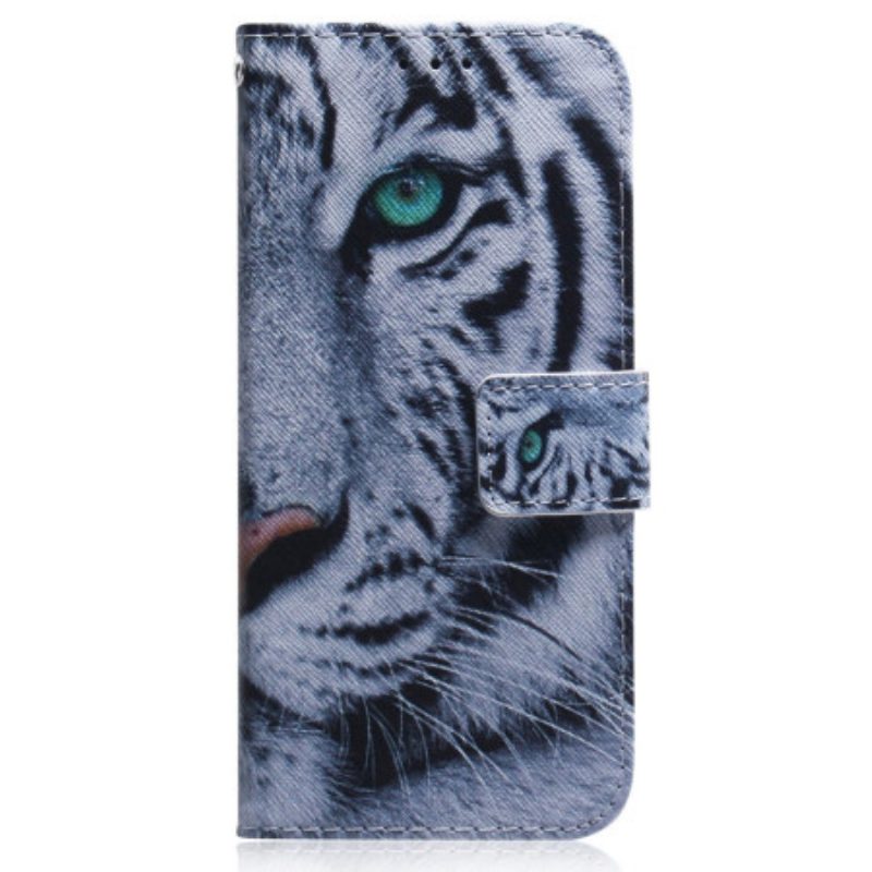 Folio Cover Oppo Reno 8 Lite Tigre Bianca