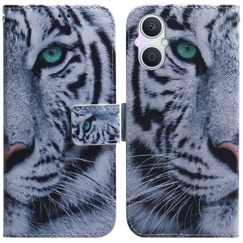 Folio Cover Oppo Reno 8 Lite Tigre Bianca