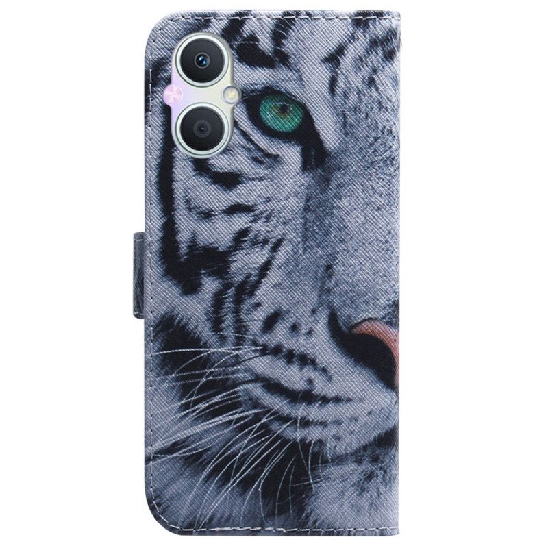 Folio Cover Oppo Reno 8 Lite Tigre Bianca