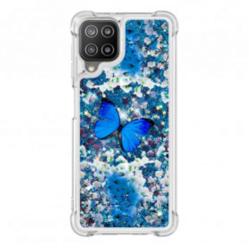 Cover Samsung Galaxy A22 Farfalle Blu Glitterate