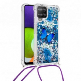 Cover Samsung Galaxy A22 Farfalle Di Paillettes Con Coulisse