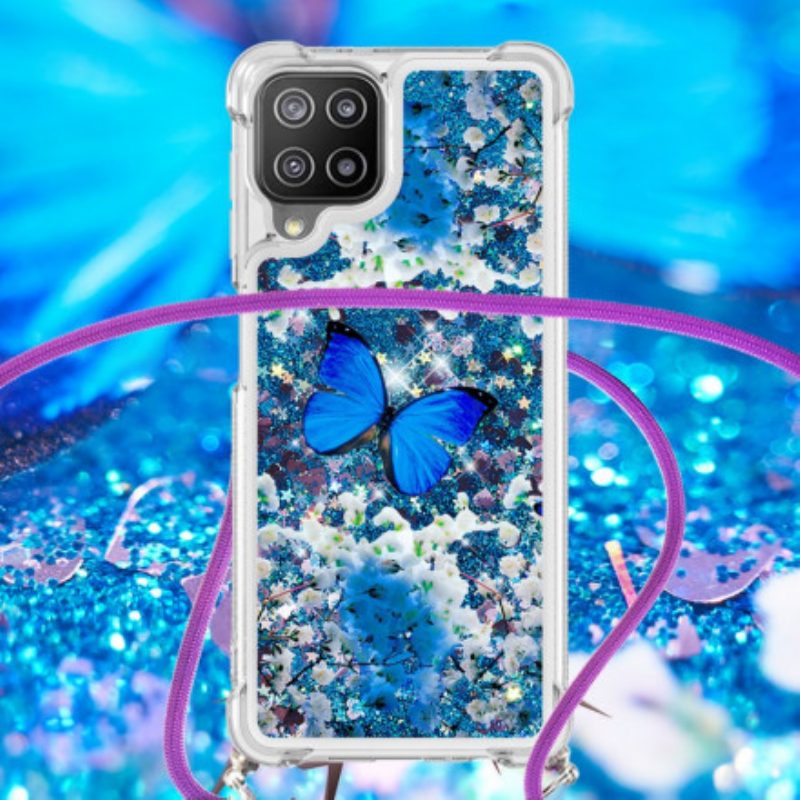 Cover Samsung Galaxy A22 Farfalle Di Paillettes Con Coulisse