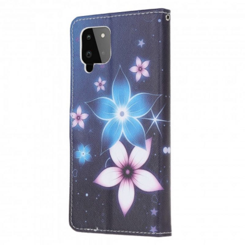 Custodia A Portafoglio Samsung Galaxy A22 Cinturino Lunare Fiori