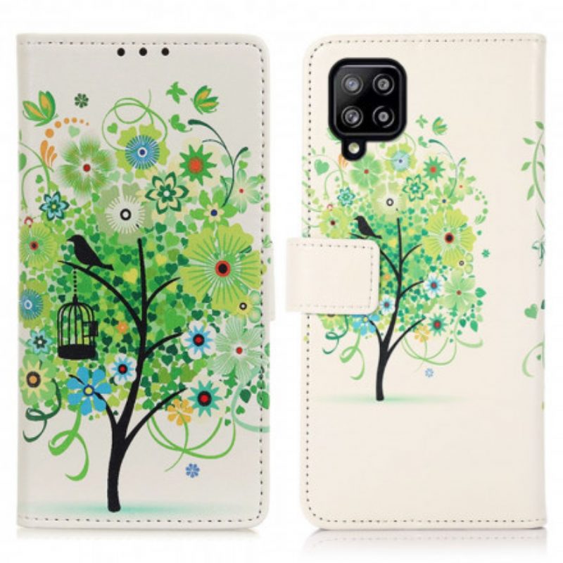 Custodia in pelle Samsung Galaxy A22 Albero In Fiore