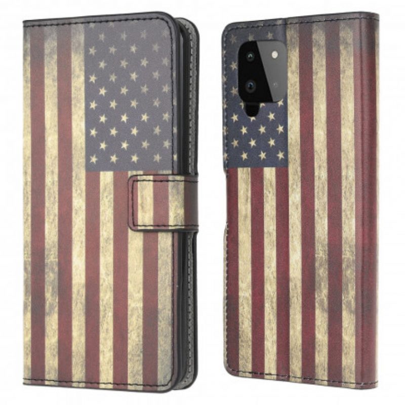 Custodia in pelle Samsung Galaxy A22 Bandiera Americana