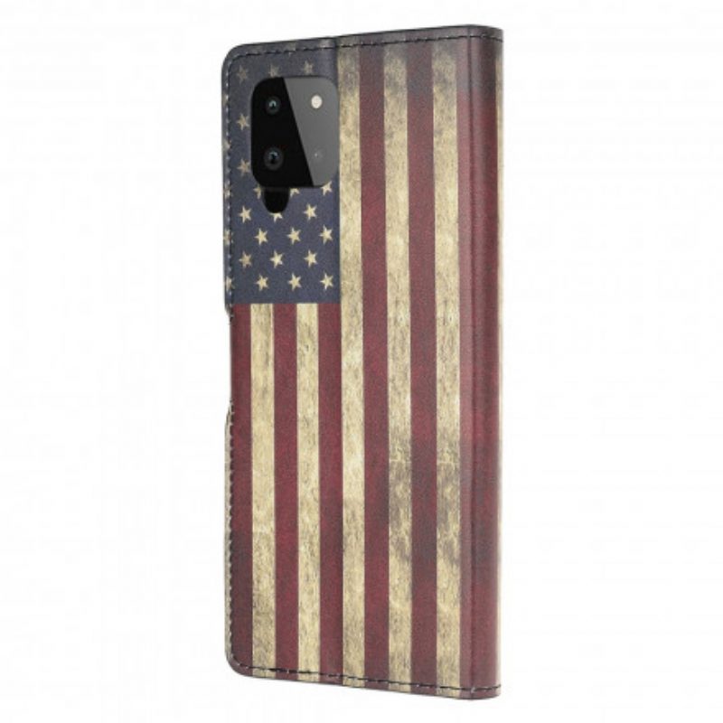 Custodia in pelle Samsung Galaxy A22 Bandiera Americana