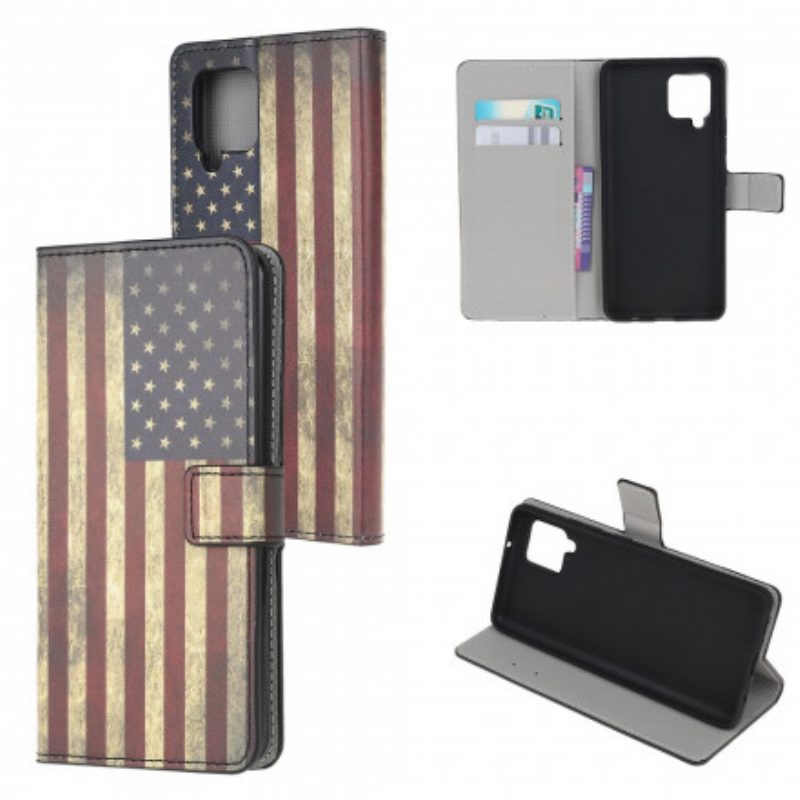 Custodia in pelle Samsung Galaxy A22 Bandiera Americana