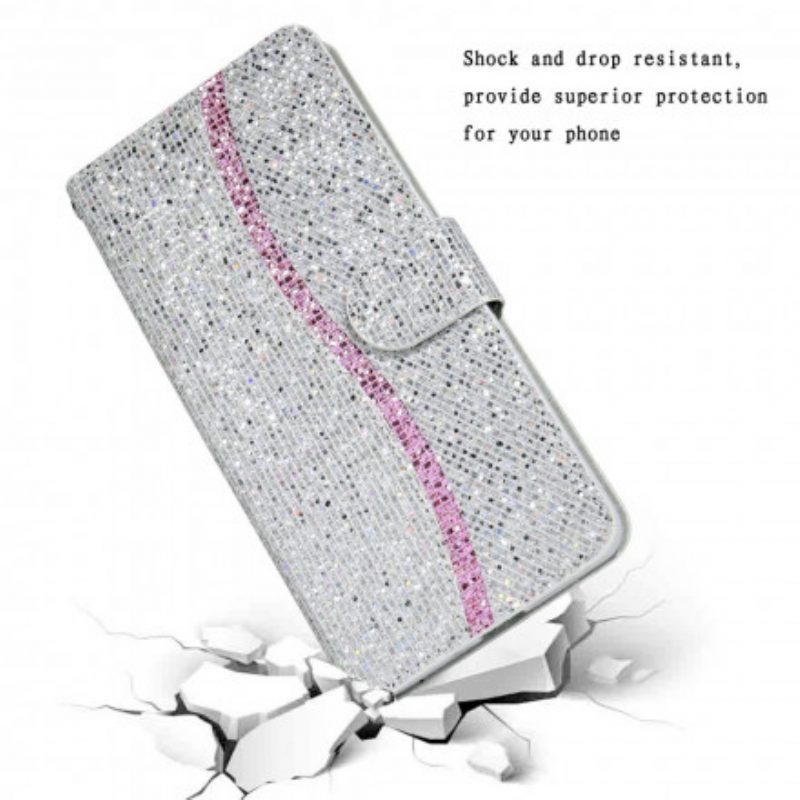 Custodia in pelle Samsung Galaxy A22 Design A S Con Paillettes