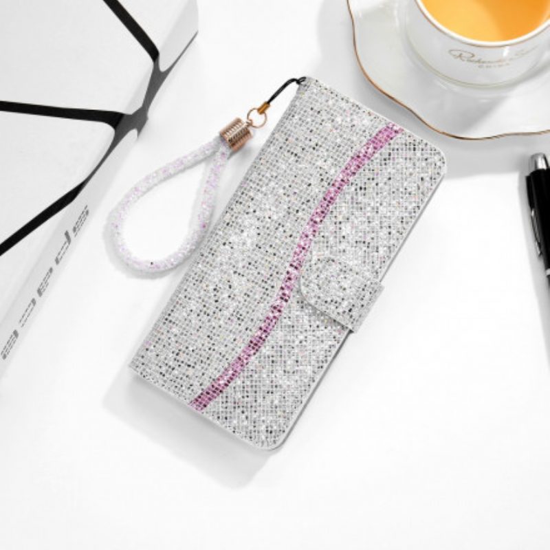 Custodia in pelle Samsung Galaxy A22 Design A S Con Paillettes