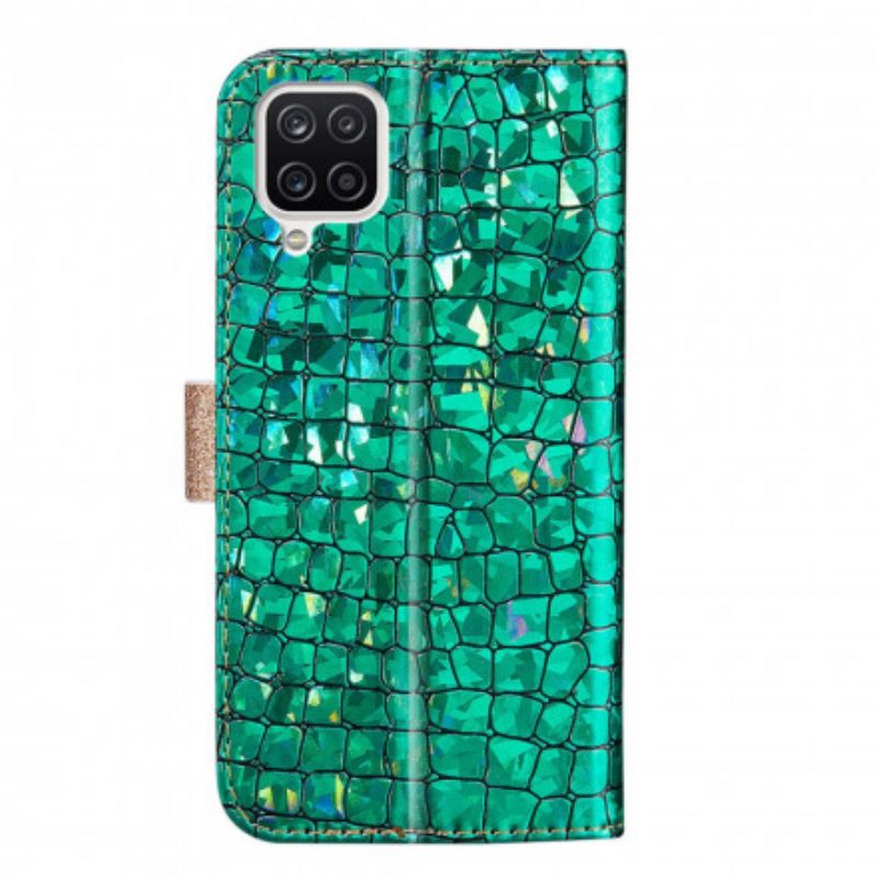 Custodia in pelle Samsung Galaxy A22 Diamanti Coccodrillo