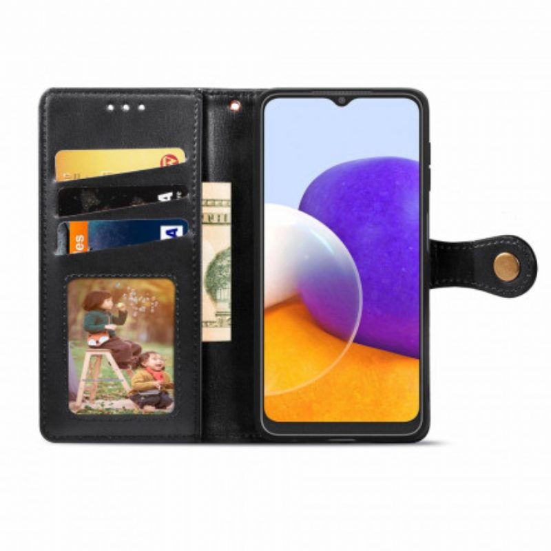 Custodia in pelle Samsung Galaxy A22 Ecopelle E Chiusura Vintage