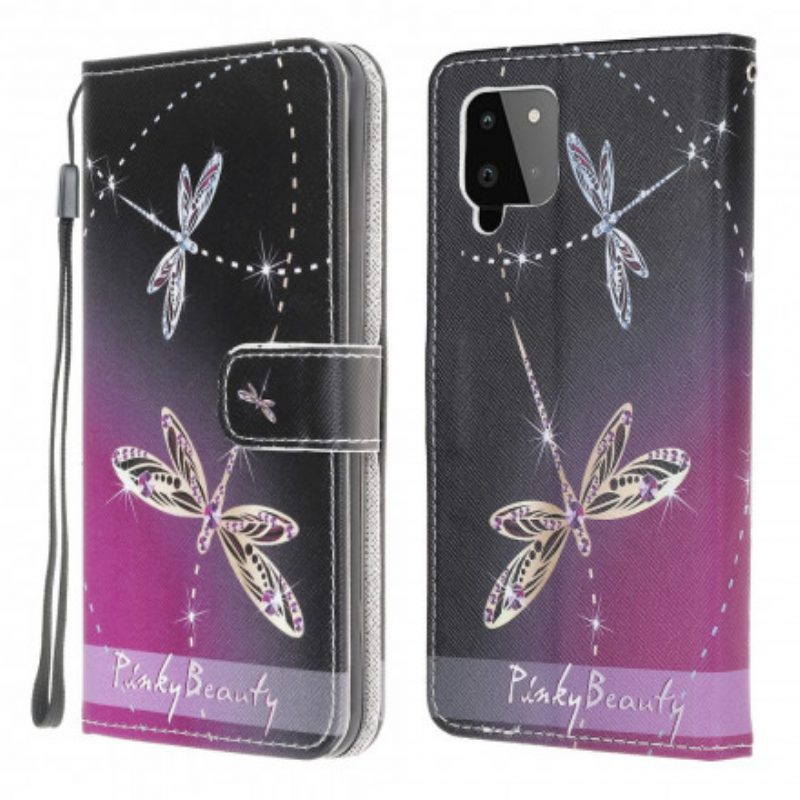 Custodia in pelle Samsung Galaxy A22 Libellule Strappy