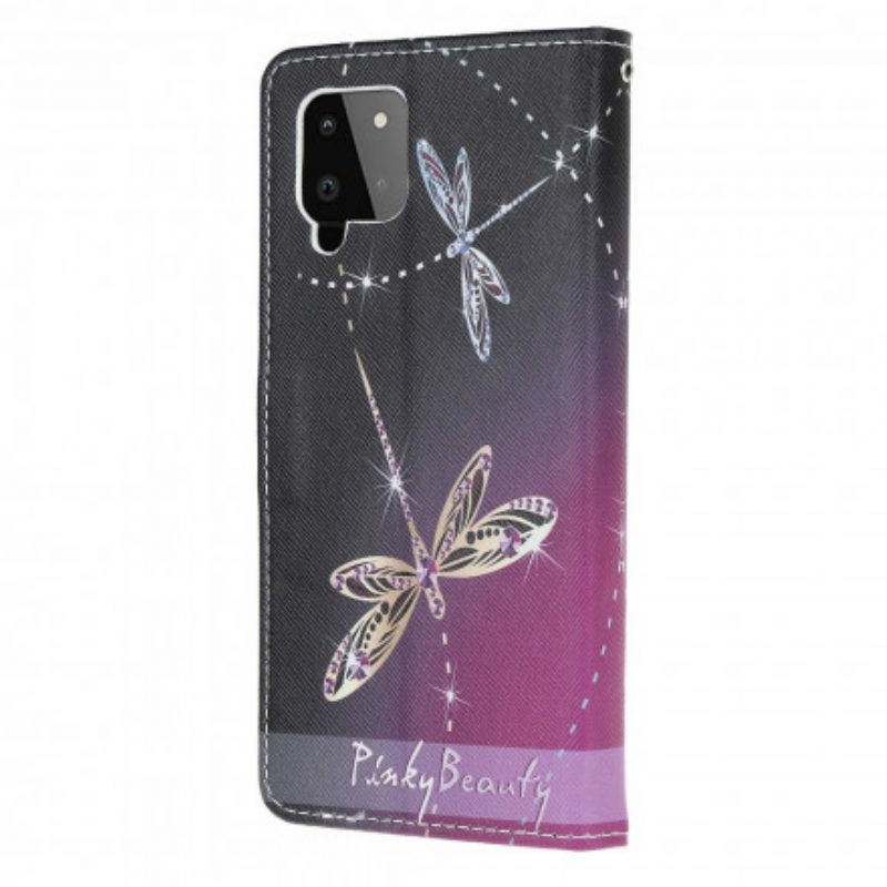 Custodia in pelle Samsung Galaxy A22 Libellule Strappy