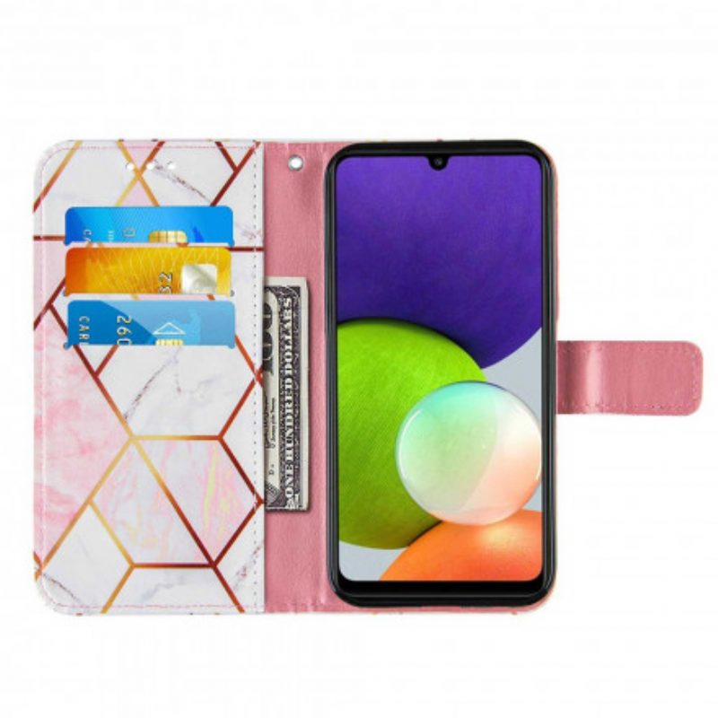 Custodia in pelle Samsung Galaxy A22 Marmo Geometrico