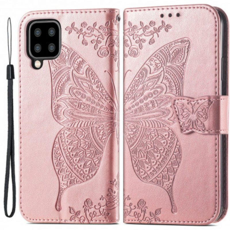 Custodia in pelle Samsung Galaxy A22 Mezze Farfalle