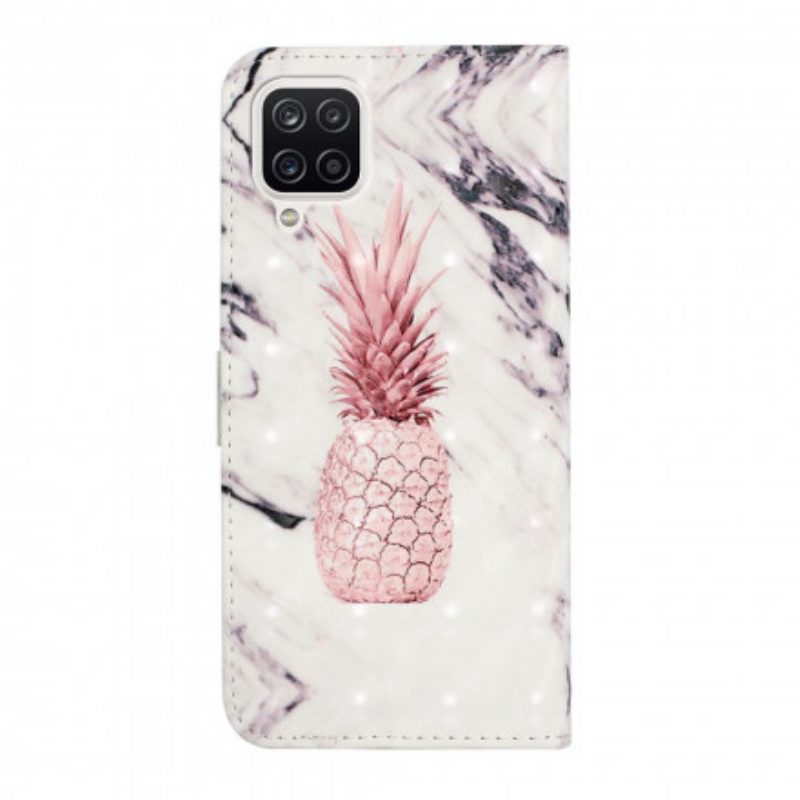 Custodia in pelle Samsung Galaxy A22 Punto Luce Ananas