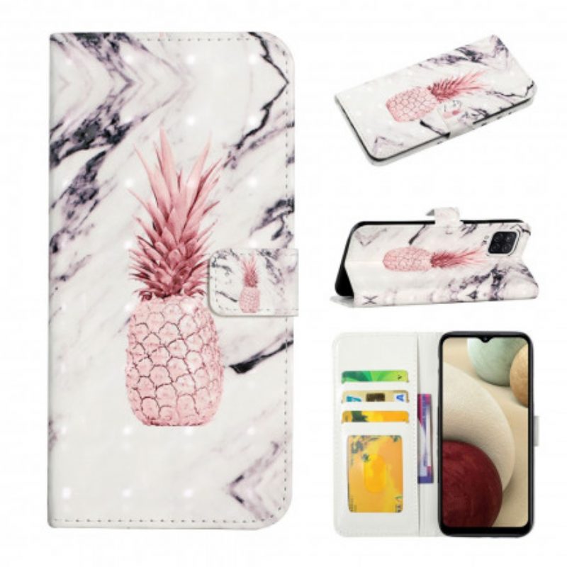 Custodia in pelle Samsung Galaxy A22 Punto Luce Ananas