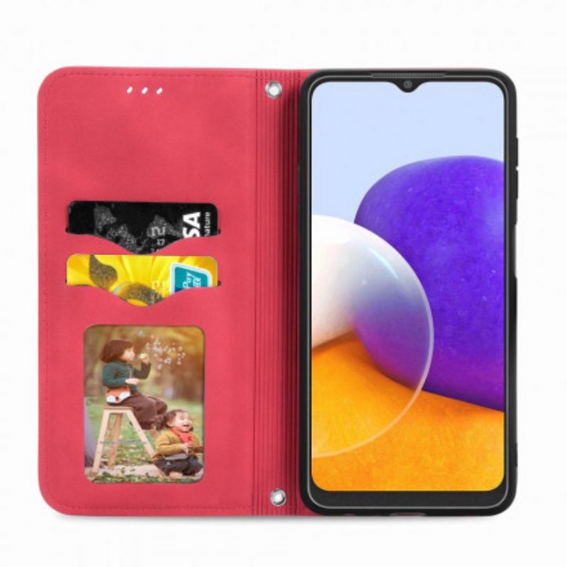 Folio Cover Samsung Galaxy A22 Custodia in pelle Ecopelle Vintage