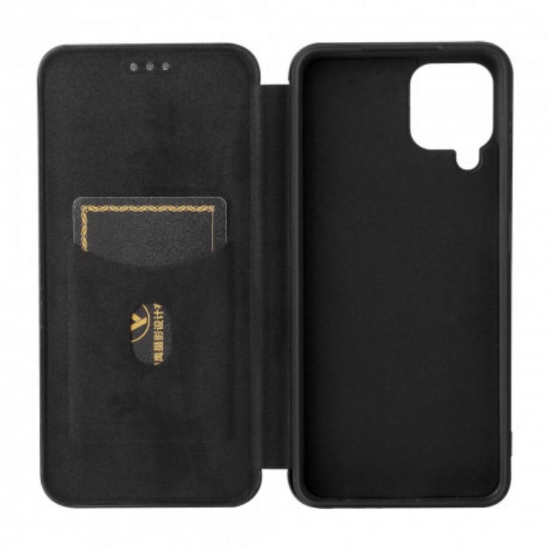 Folio Cover Samsung Galaxy A22 Custodia in pelle Fibra Di Carbonio