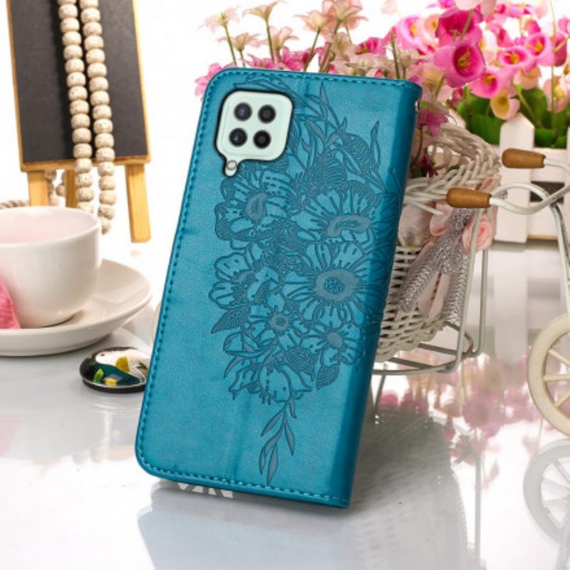 Folio Cover Samsung Galaxy A22 Design A Farfalla Con Cordino