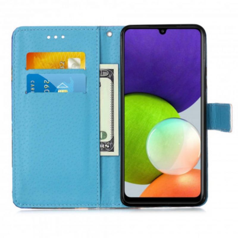 Folio Cover Samsung Galaxy A22 Farfalle Dorate