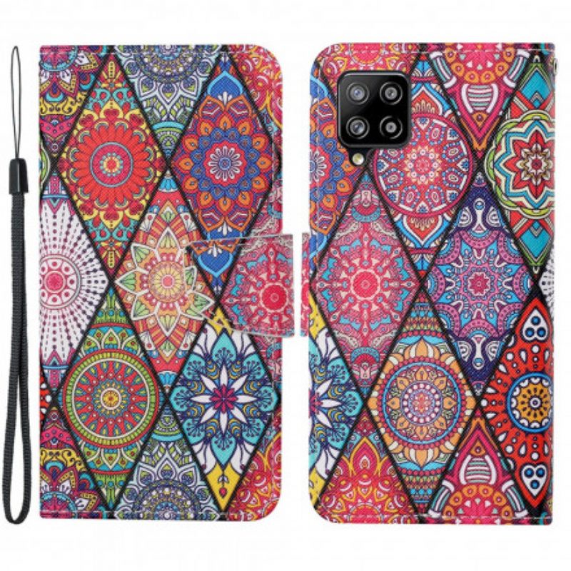 Folio Cover Samsung Galaxy A22 Patchwork Con Cordino